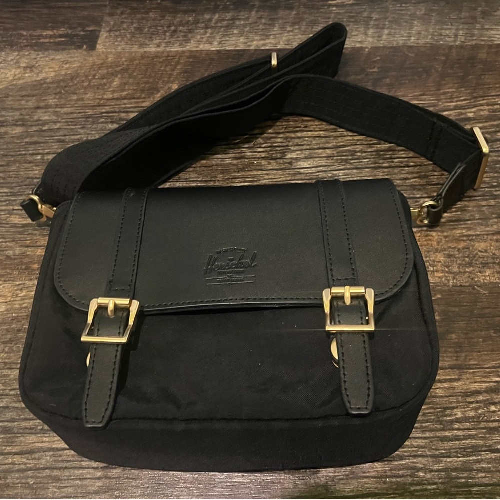 Herschel Supply Company Black Crossbody Bag with Gold Hardware